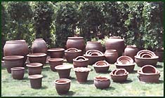 Earthen brown glazed pots